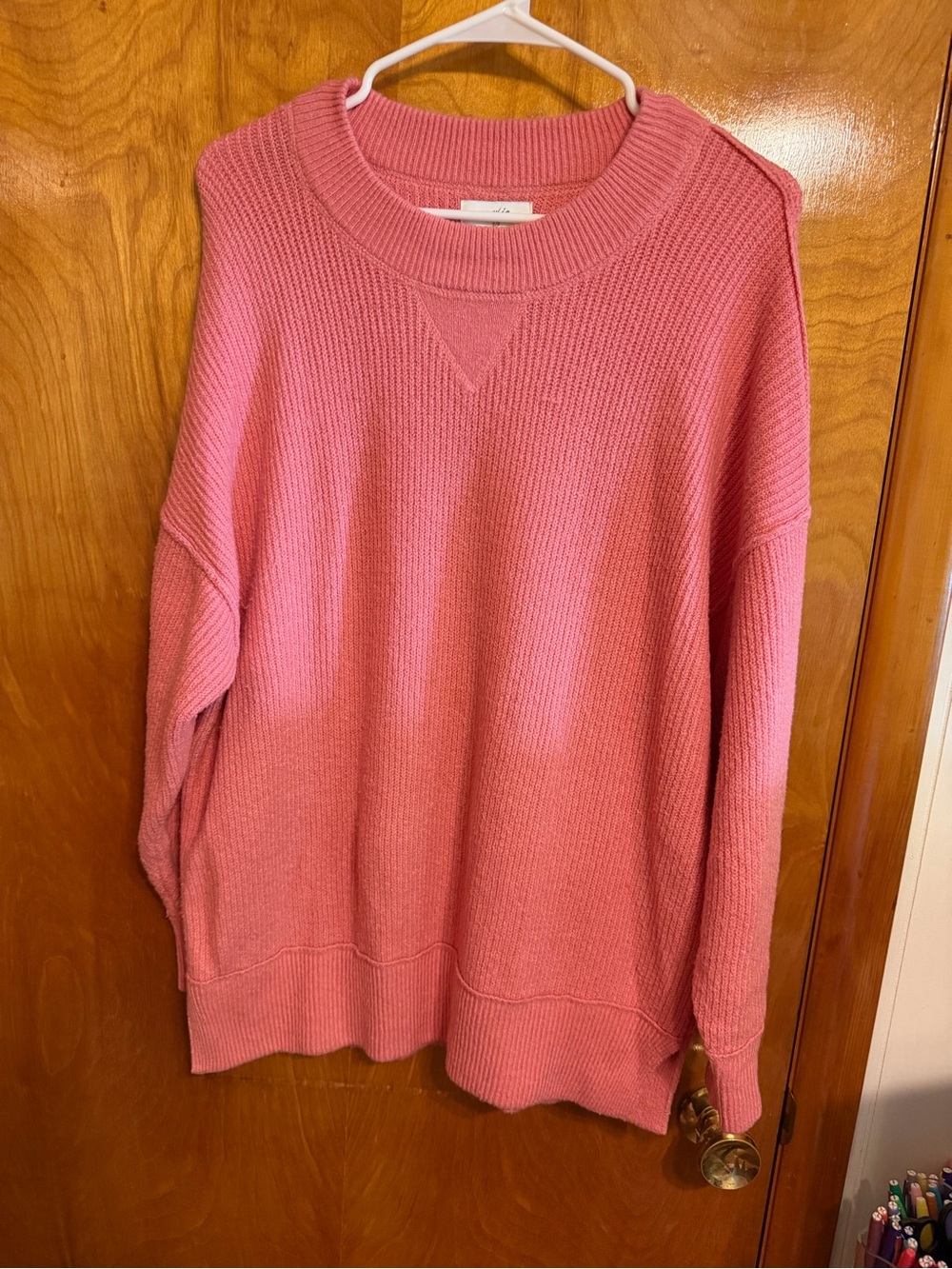 aerie Relaxed Crewneck Sweater in Rose Pink